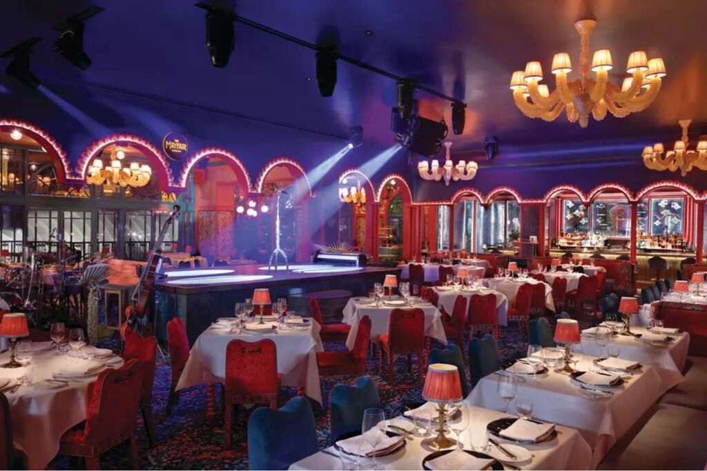 The Mayfair Supper Club with upscale decor and a warm ambiance