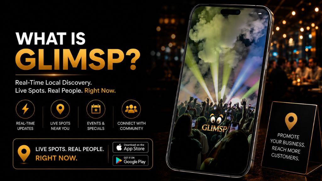 Glimsp live map showing restaurants and bars near you