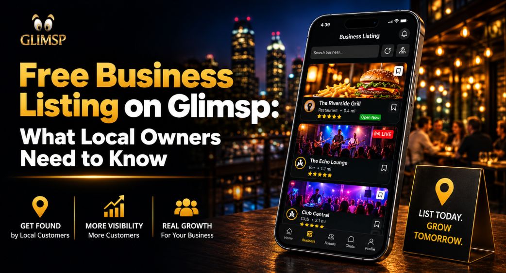 Free business listing on Glimsp for local business owners